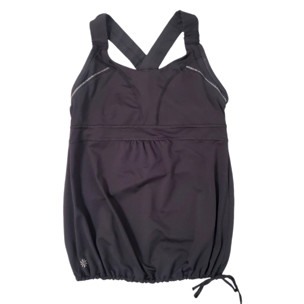 Athleta Black Horizon Shelf Bra Cinch Waist Tank Top Size Small